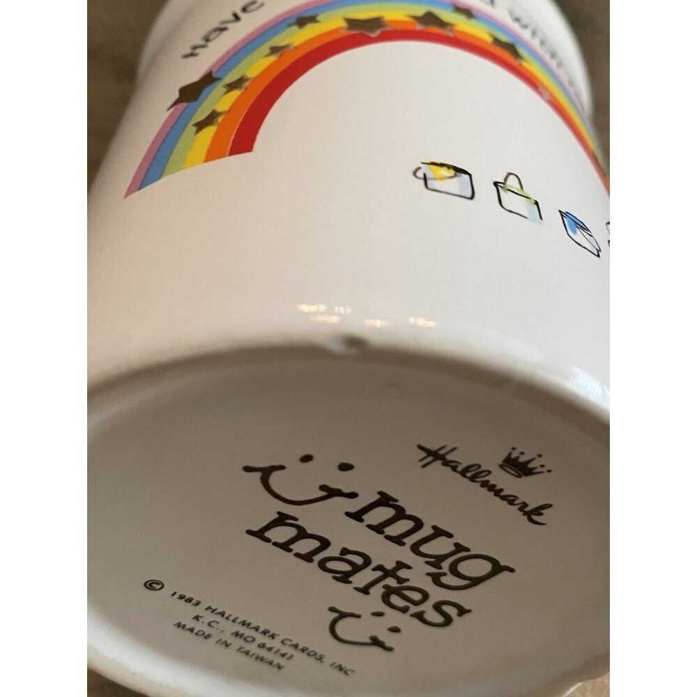 Vtg Hallmark Mug Mates Rainbow Hearts Stars Painter Coffee Cup Mug 1983 Hallmark - Picture 7 of 7
